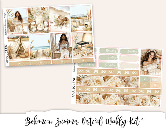 BOHEMIAN SUMMER Planner Sticker Kit (Vertical Weekly)