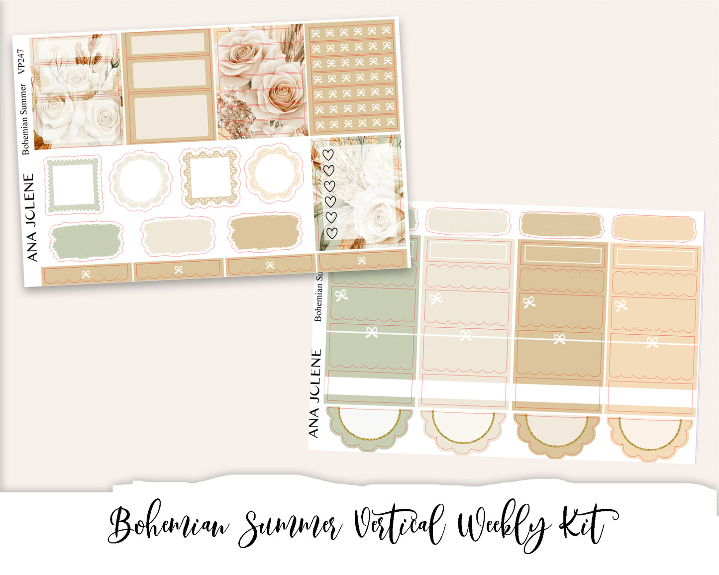 BOHEMIAN SUMMER Planner Sticker Kit (Vertical Weekly)