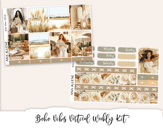 BOHO VIBES  Planner Sticker Kit (Vertical Weekly)