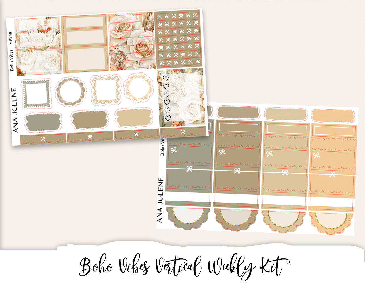 BOHO VIBES  Planner Sticker Kit (Vertical Weekly)