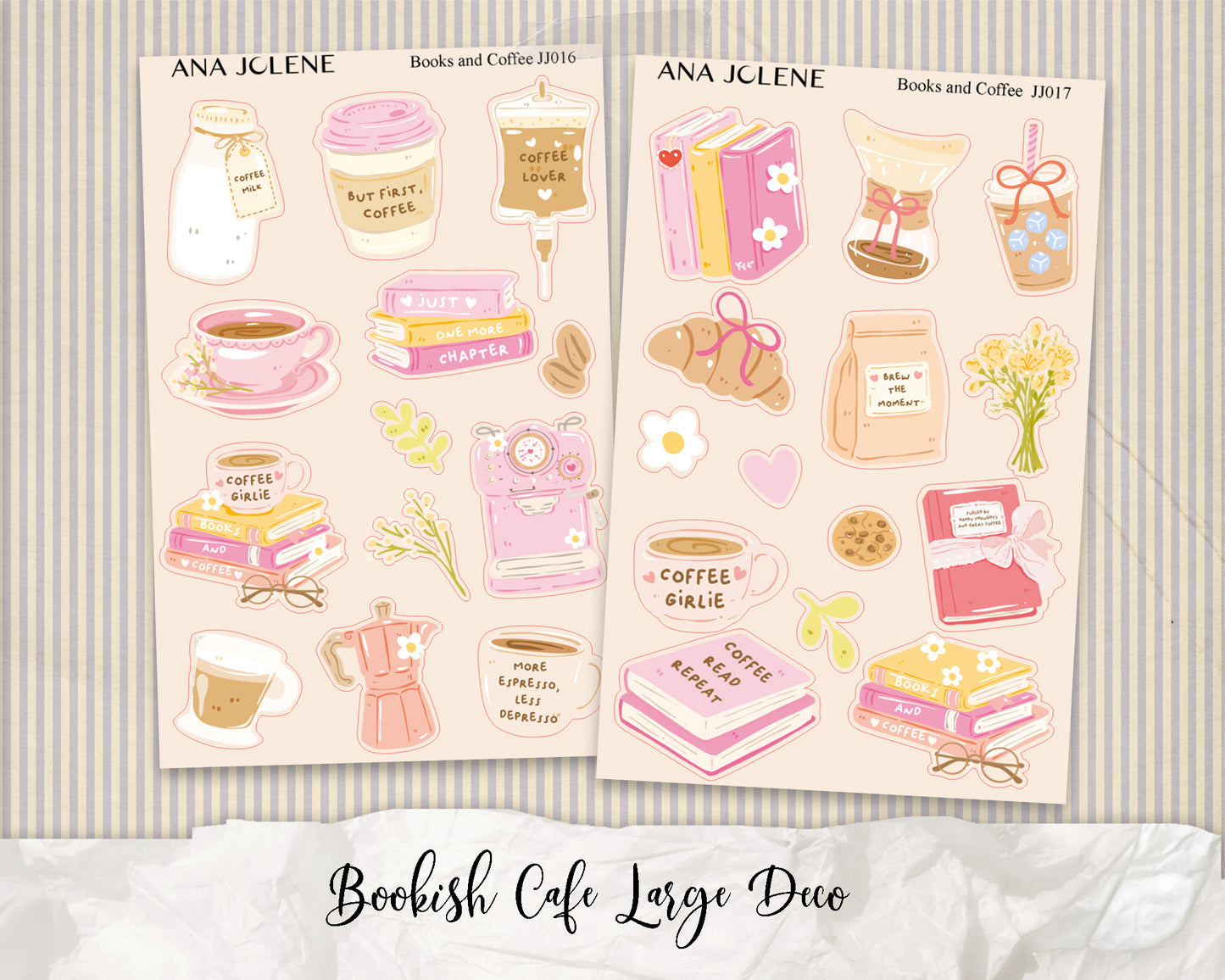Bookish Cafe Large Deco Stickers