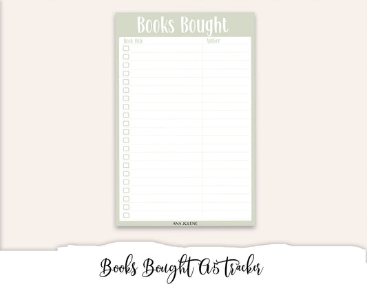 Books Bought Tracker Full Page Sticker - A5 Reading Journal