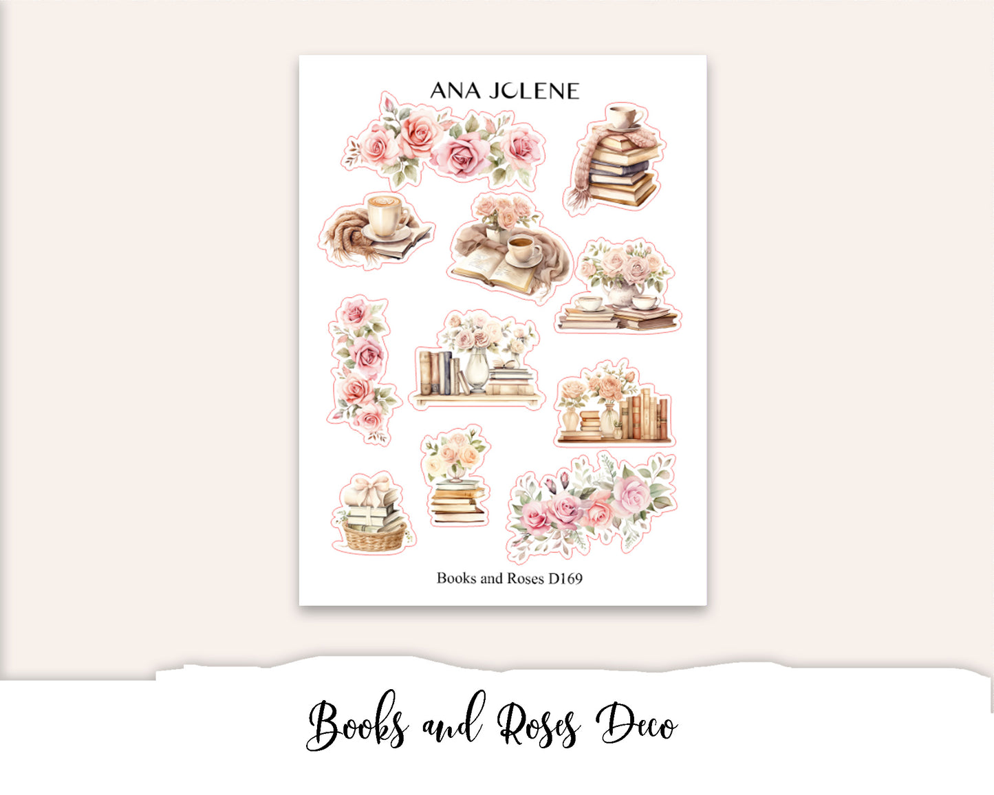 BOOKS AND ROSES Decorative Planner Sticker Kit