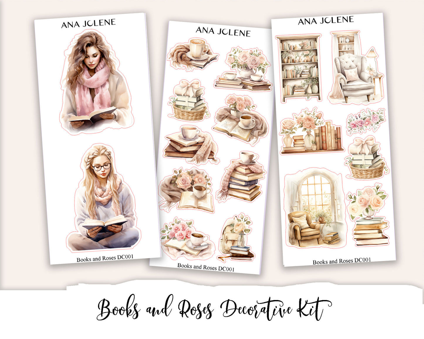 BOOKS AND ROSES Decorative Planner Sticker Kit