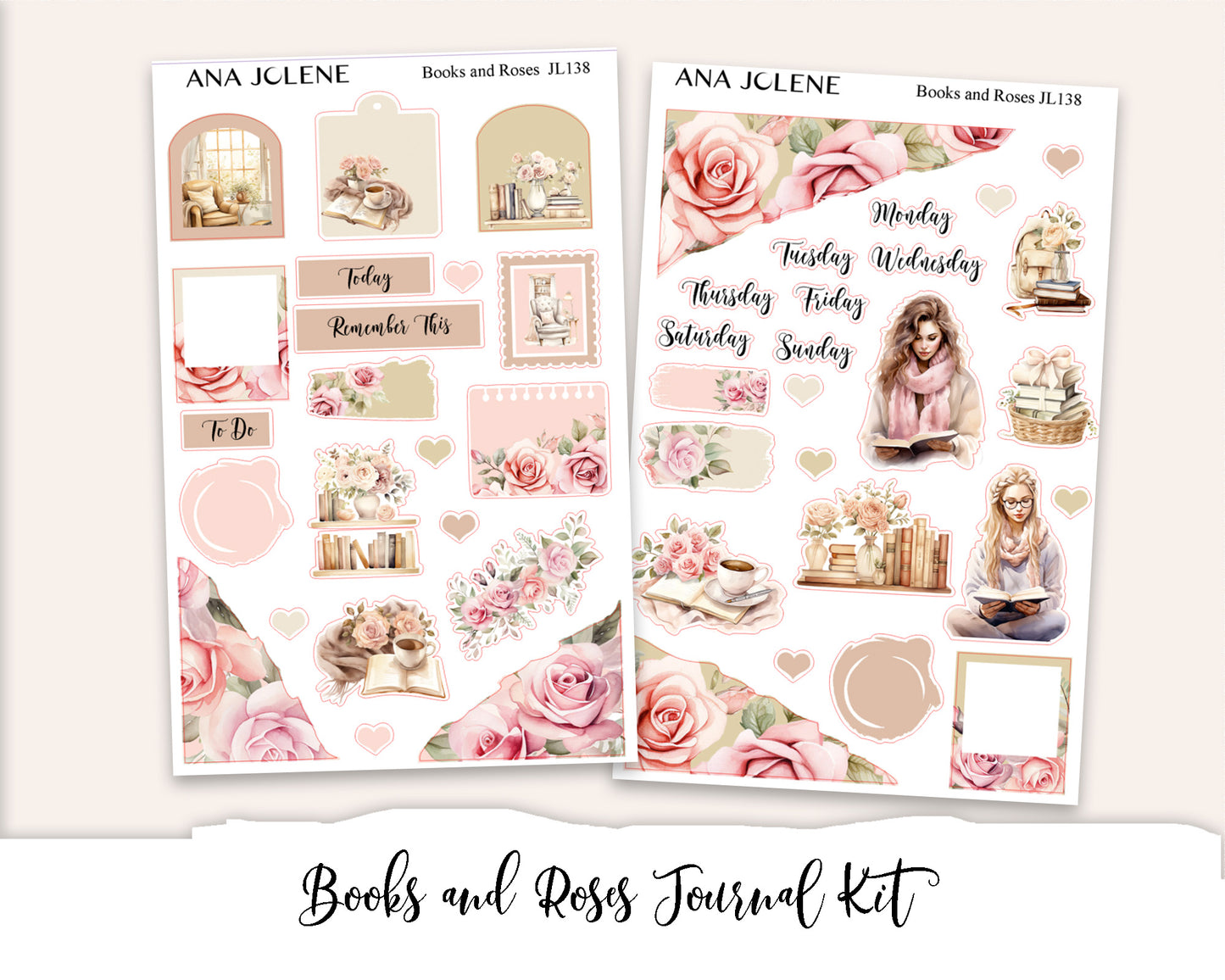 BOOKS AND ROSES Mini Journal Sticker Kit