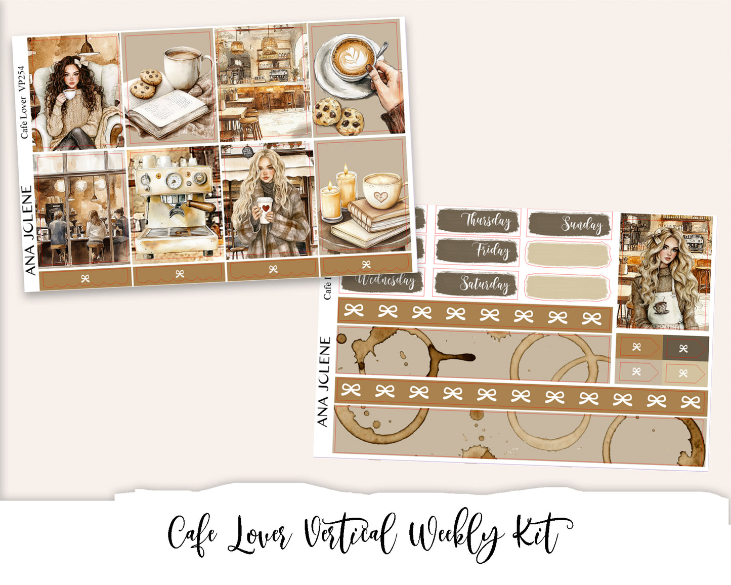 CAFE LOVER  Planner Sticker Kit (Vertical Weekly)