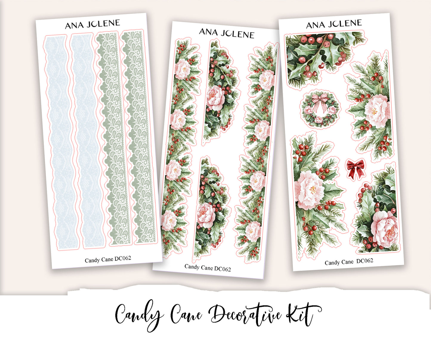 CANDY CANE  Decorative Planner Sticker Kit
