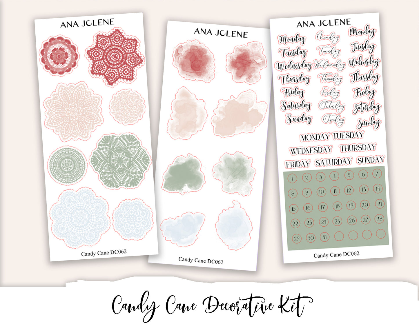 CANDY CANE  Decorative Planner Sticker Kit