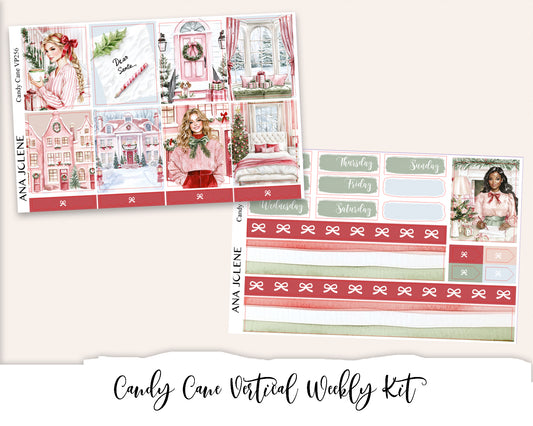 CANDY CANE  Planner Sticker Kit (Vertical Weekly)