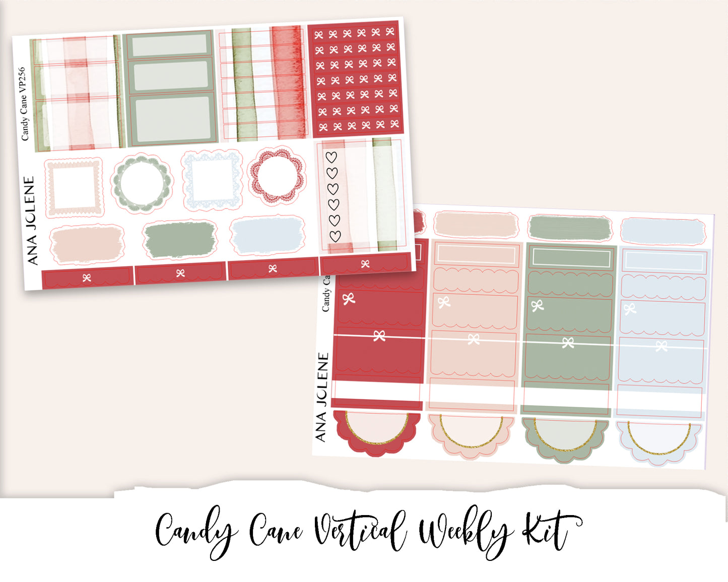 CANDY CANE  Planner Sticker Kit (Vertical Weekly)