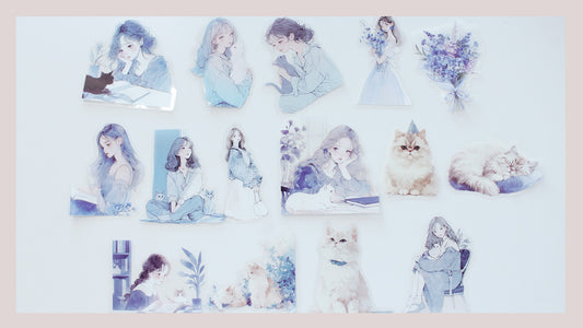 Cat and Fashion Girl Diecut Sticker Pack