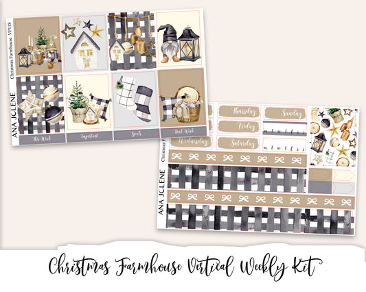 CHRISTMAS FARMHOUSE Planner Sticker Kit (Vertical Weekly)