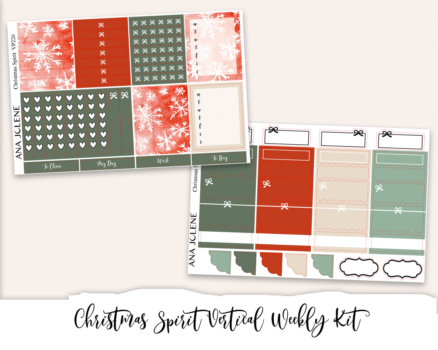 CHRISTMAS SPIRIT Planner Sticker Kit (Vertical Weekly)