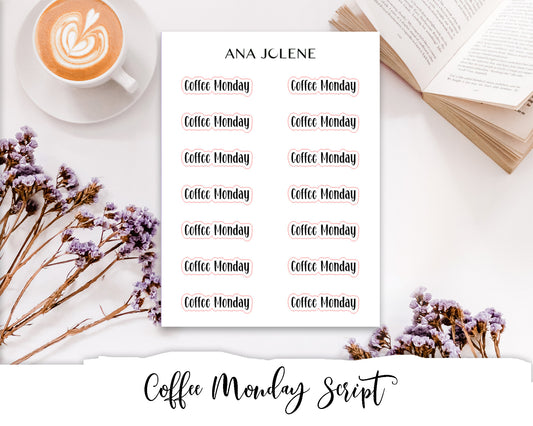 Coffee Monday Script Stickers