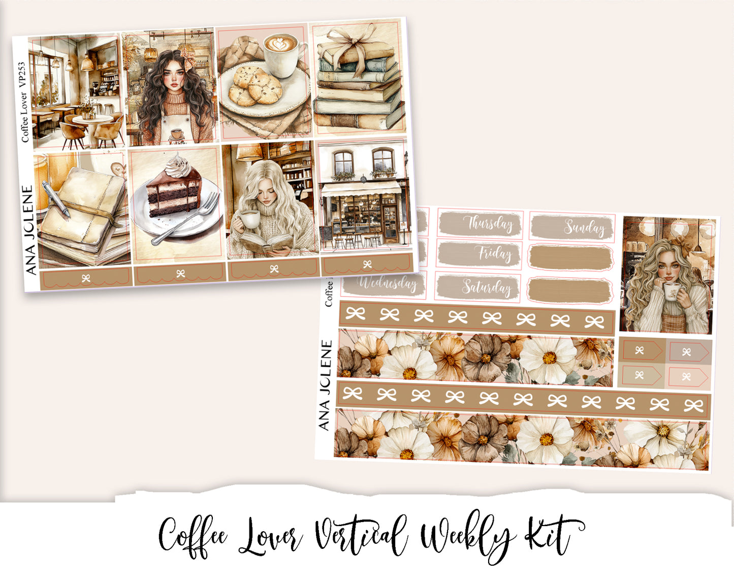 COFFEE LOVER  Planner Sticker Kit (Vertical Weekly)
