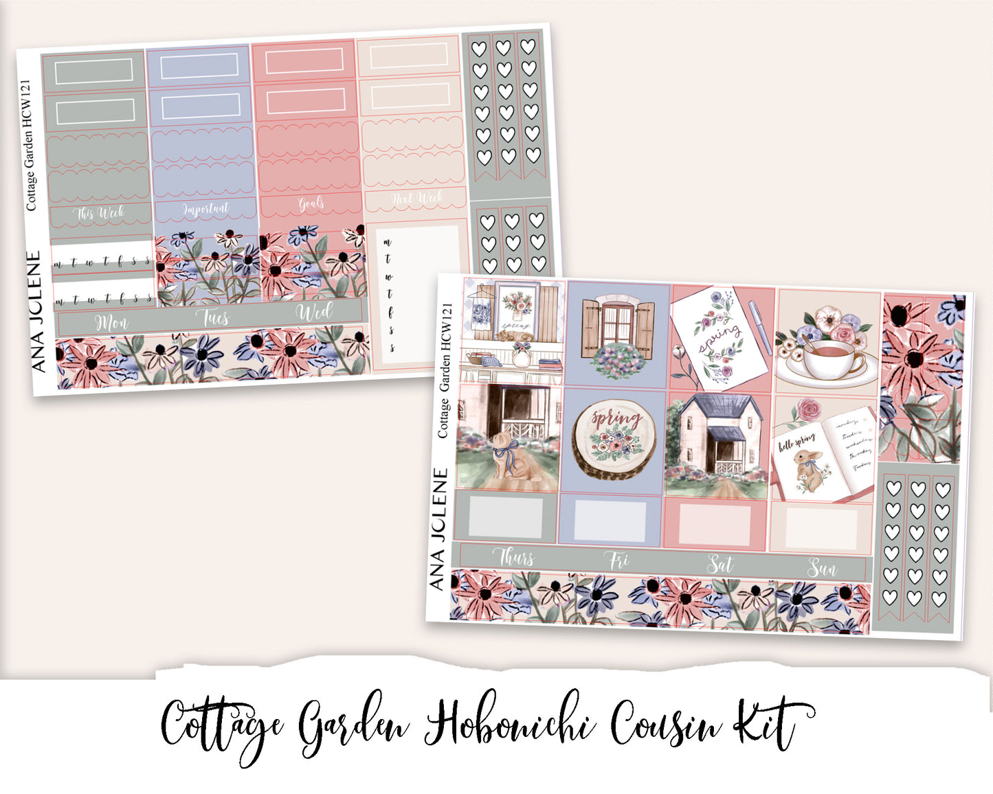 COTTAGE GARDEN Hobonichi Cousin Weekly Planner Sticker Kit