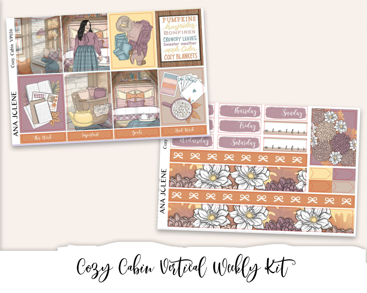 COZY CABIN Planner Sticker Kit (Vertical Weekly)