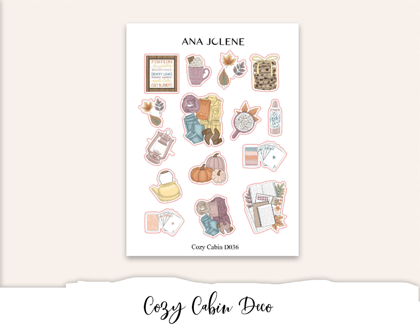 COZY CABIN Planner Sticker Kit (Vertical Weekly)