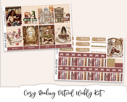 COZY READING Planner Sticker Kit (Vertical Weekly)