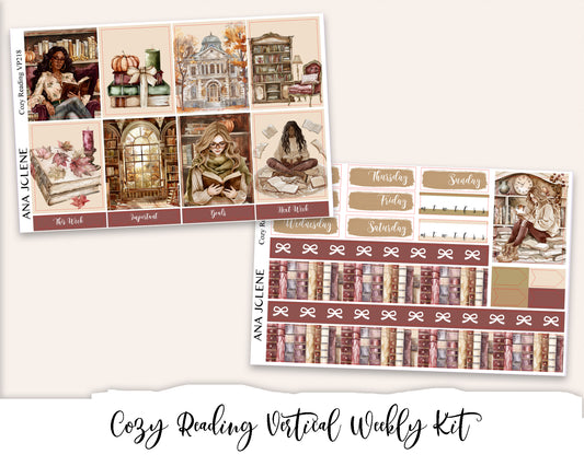 COZY READING Planner Sticker Kit (Vertical Weekly)