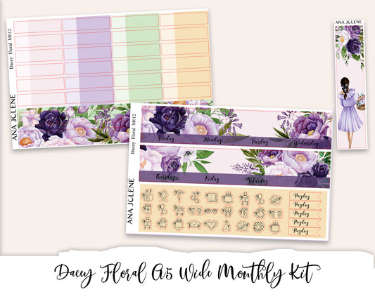 DACEY FLORAL Monthly Planner Sticker Kit (A5 Wide)