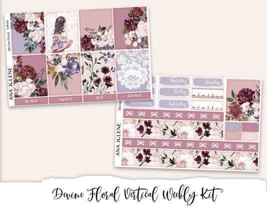 DEVINE FLORAL Planner Sticker Kit (Vertical Weekly)