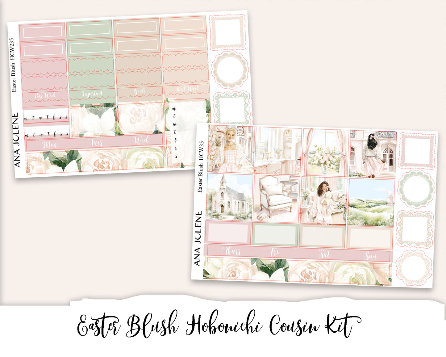 EASTER BLUSH Hobonichi Cousin Weekly Planner Sticker Kit