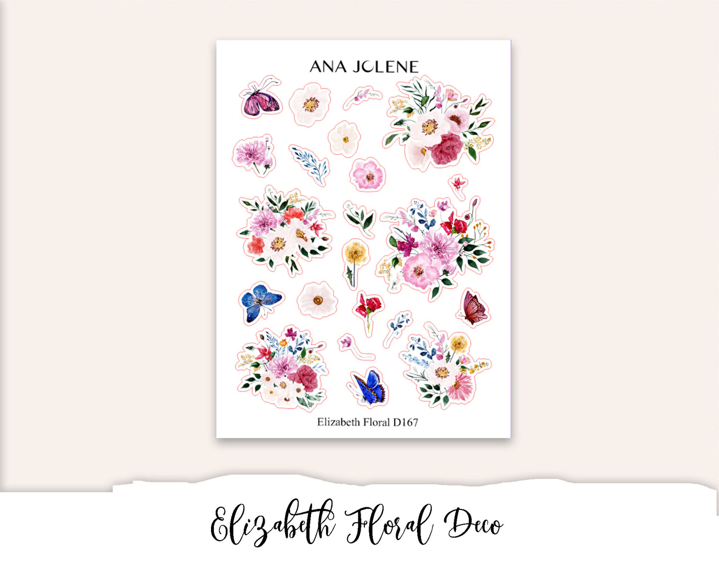 ELIZABETH FLORAL Planner Sticker Kit (Vertical Weekly)