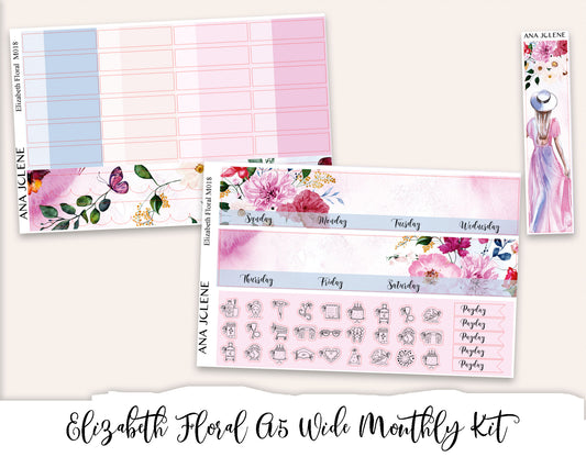 ELIZABETH FLORAL Monthly Planner Sticker Kit (A5Wide)