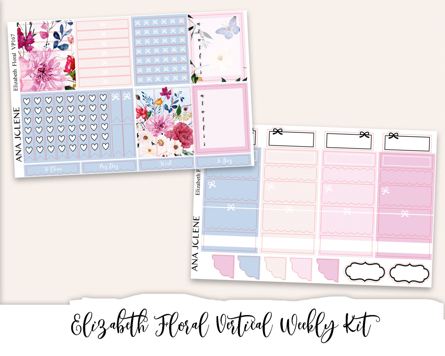 ELIZABETH FLORAL Planner Sticker Kit (Vertical Weekly)