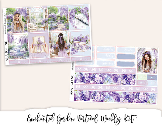 ENCHANTED GARDEN  Planner Sticker Kit (Vertical Weekly)