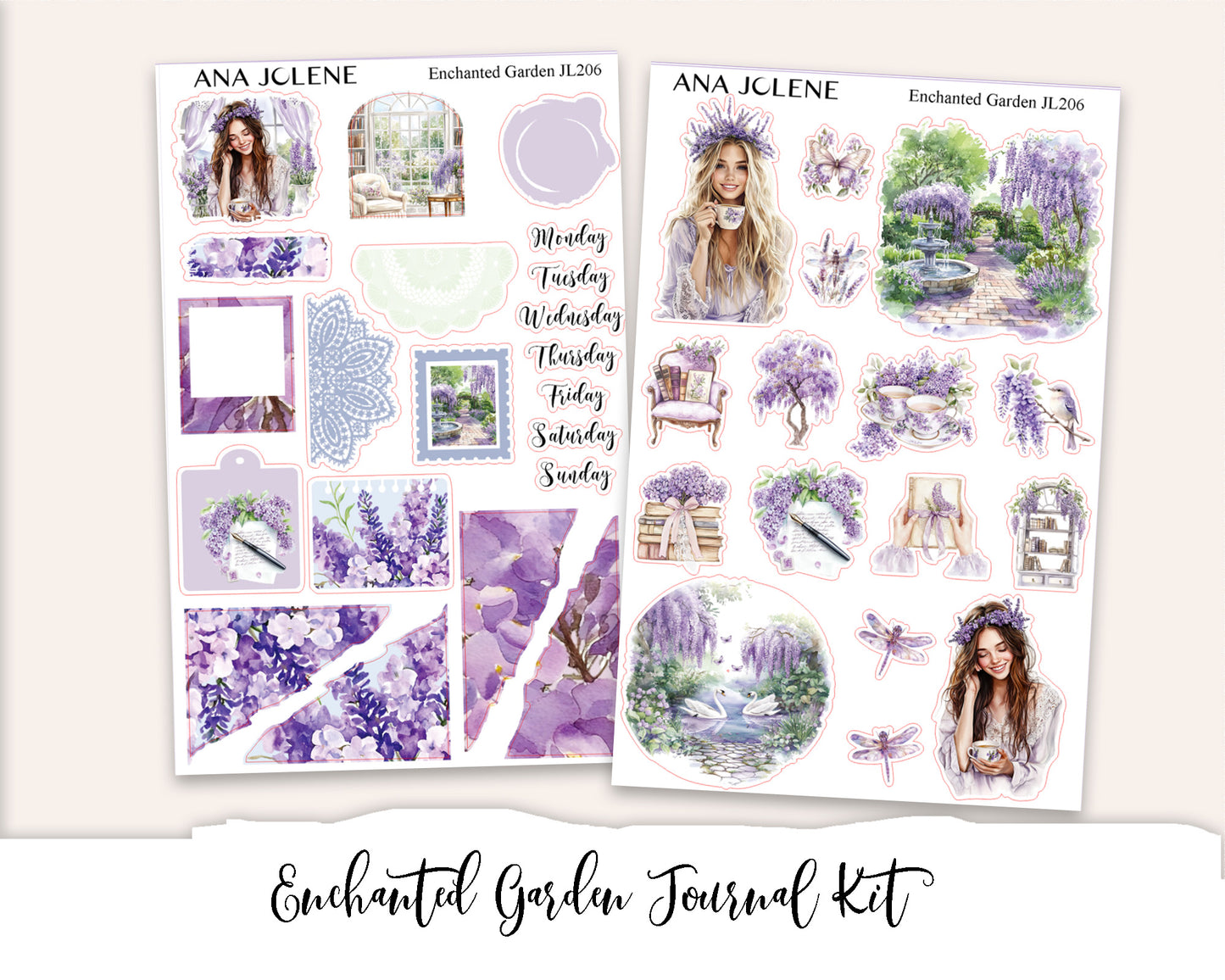 ENCHANTED GARDEN  Planner Sticker Kit (Vertical Weekly)