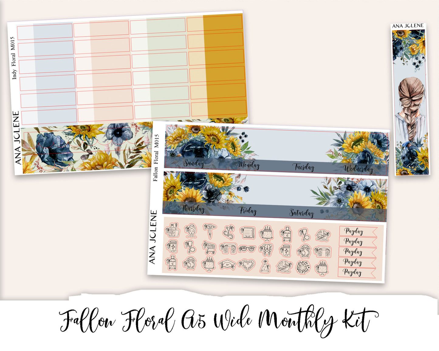 FALLON FLORAL Monthly Planner Sticker Kit (A5Wide)