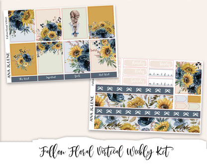 FALLON FLORAL Planner Sticker Kit (Vertical Weekly)