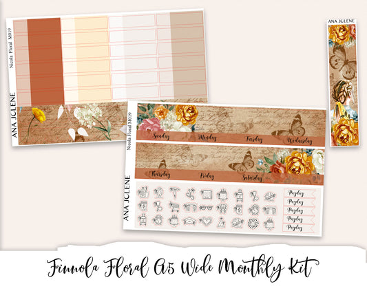 FINNOLA FLORAL Monthly Planner Sticker Kit (A5Wide)