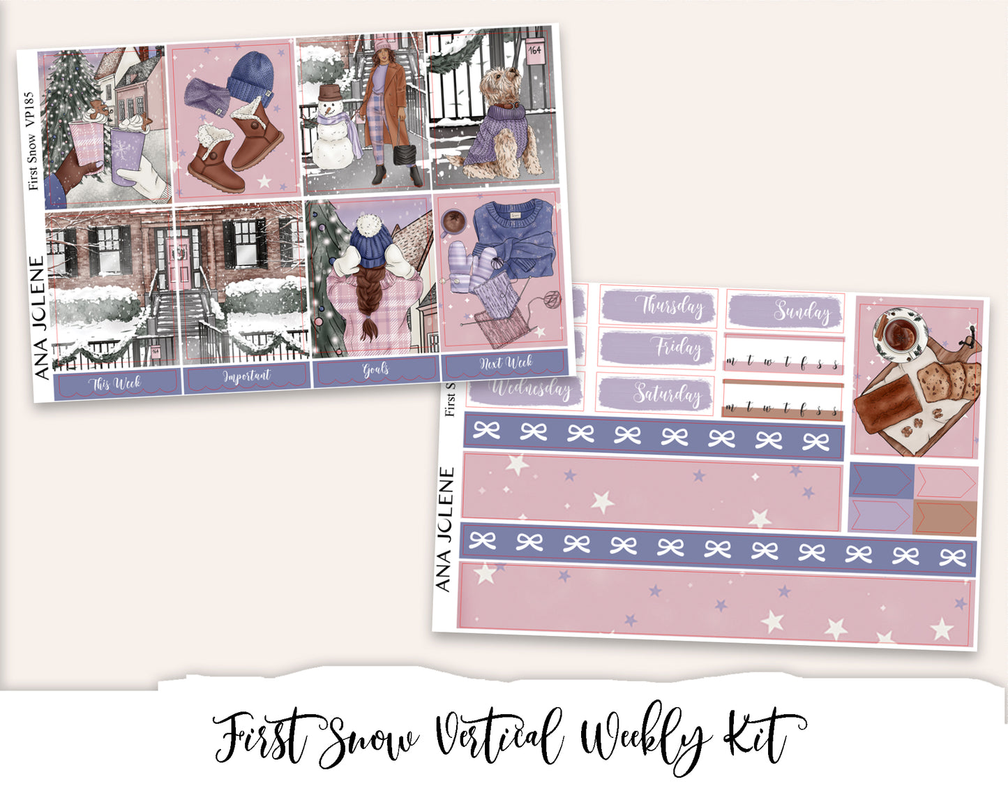 FIRST SNOW Planner Sticker Kit (Vertical Weekly)