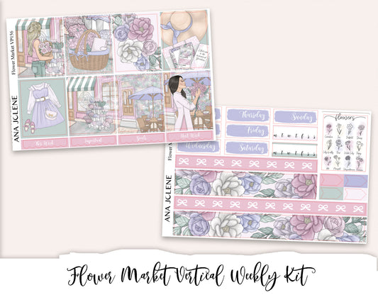 FLOWER MARKET Planner Sticker Kit (Vertical Weekly)