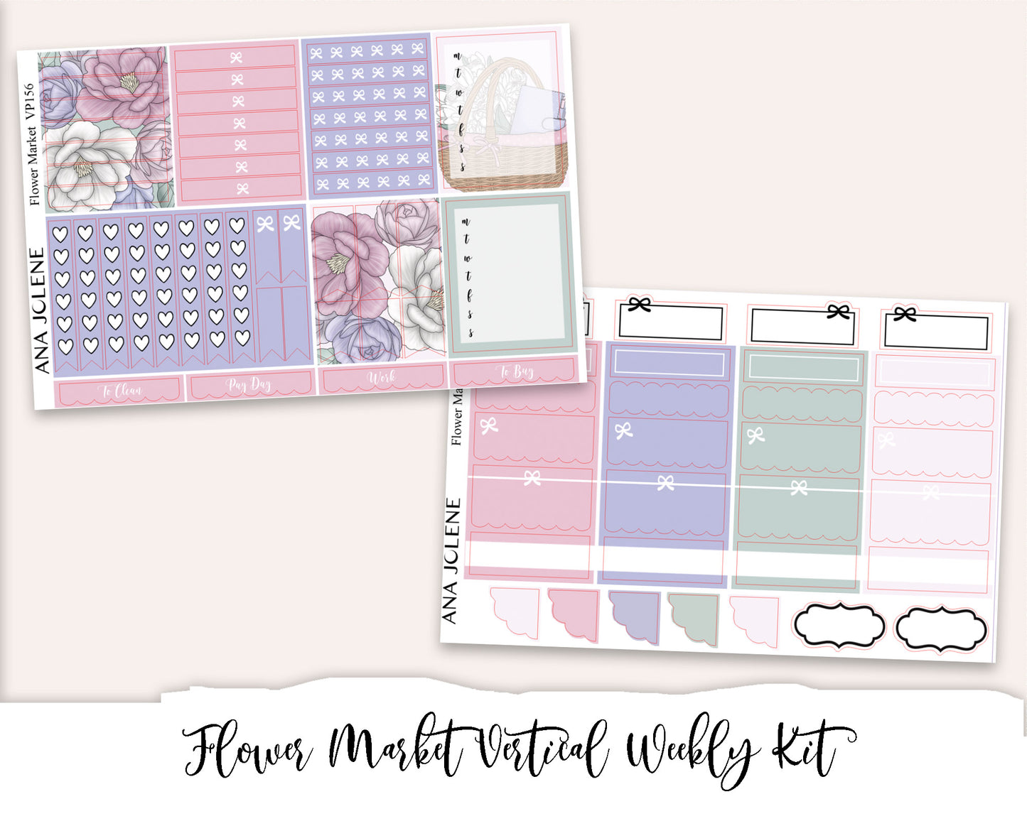 FLOWER MARKET Planner Sticker Kit (Vertical Weekly)