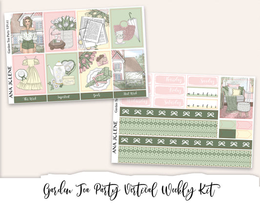 GARDEN TEA PARTY Planner Sticker Kit (Vertical Weekly)