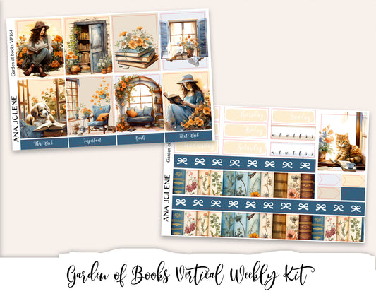 GARDEN OF BOOKS Planner Sticker Kit (Vertical Weekly)