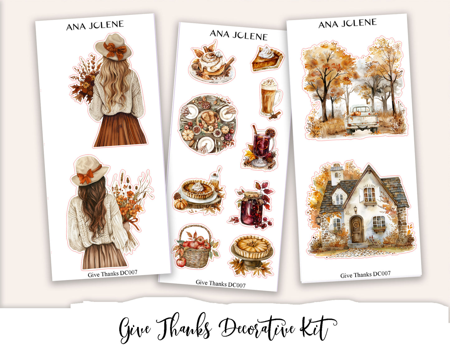 GIVE THANKS Decorative Planner Sticker Kit