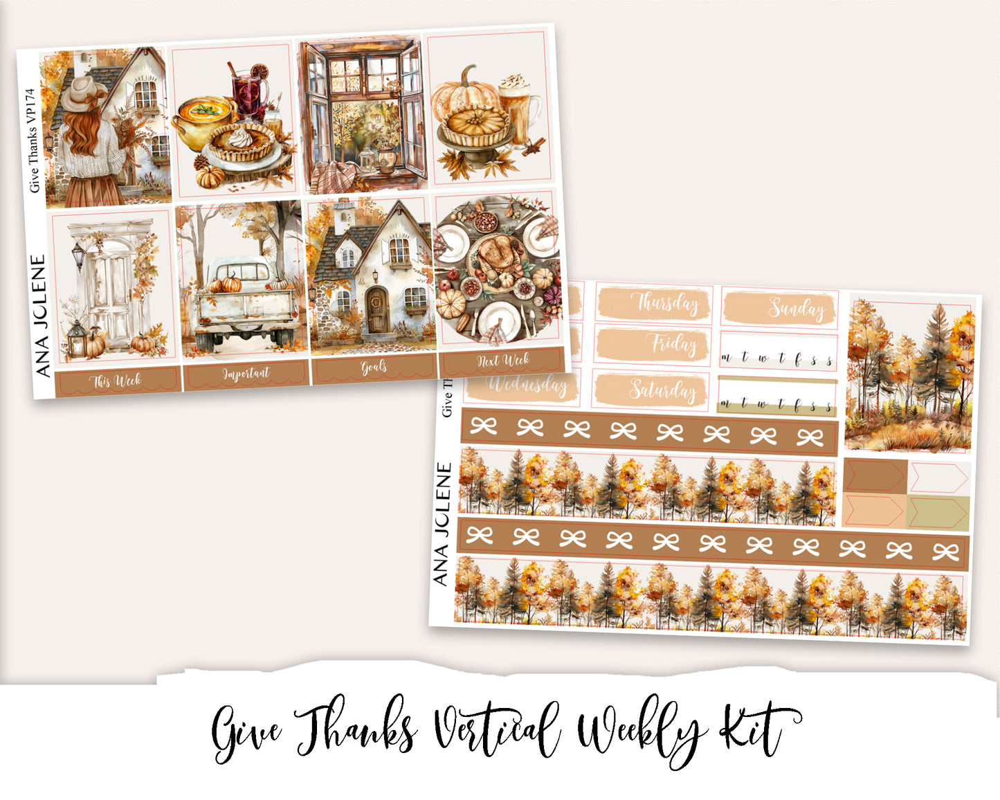 GIVE THANKS Planner Sticker Kit (Vertical Weekly)