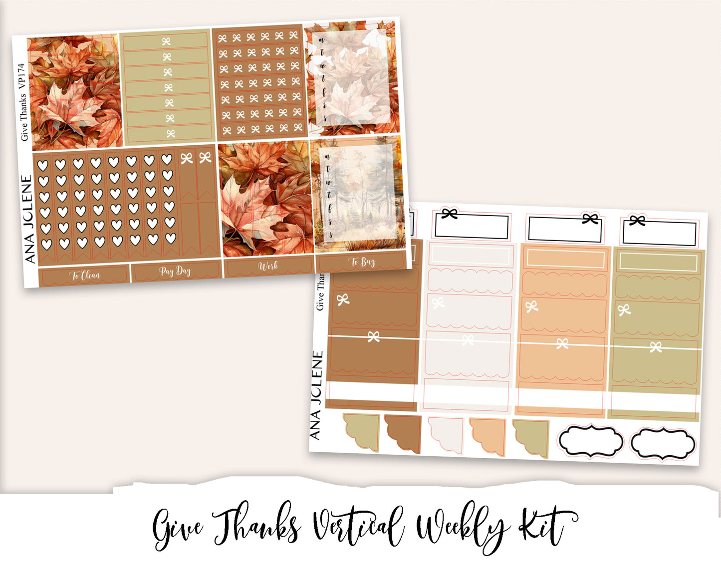 GIVE THANKS Planner Sticker Kit (Vertical Weekly)