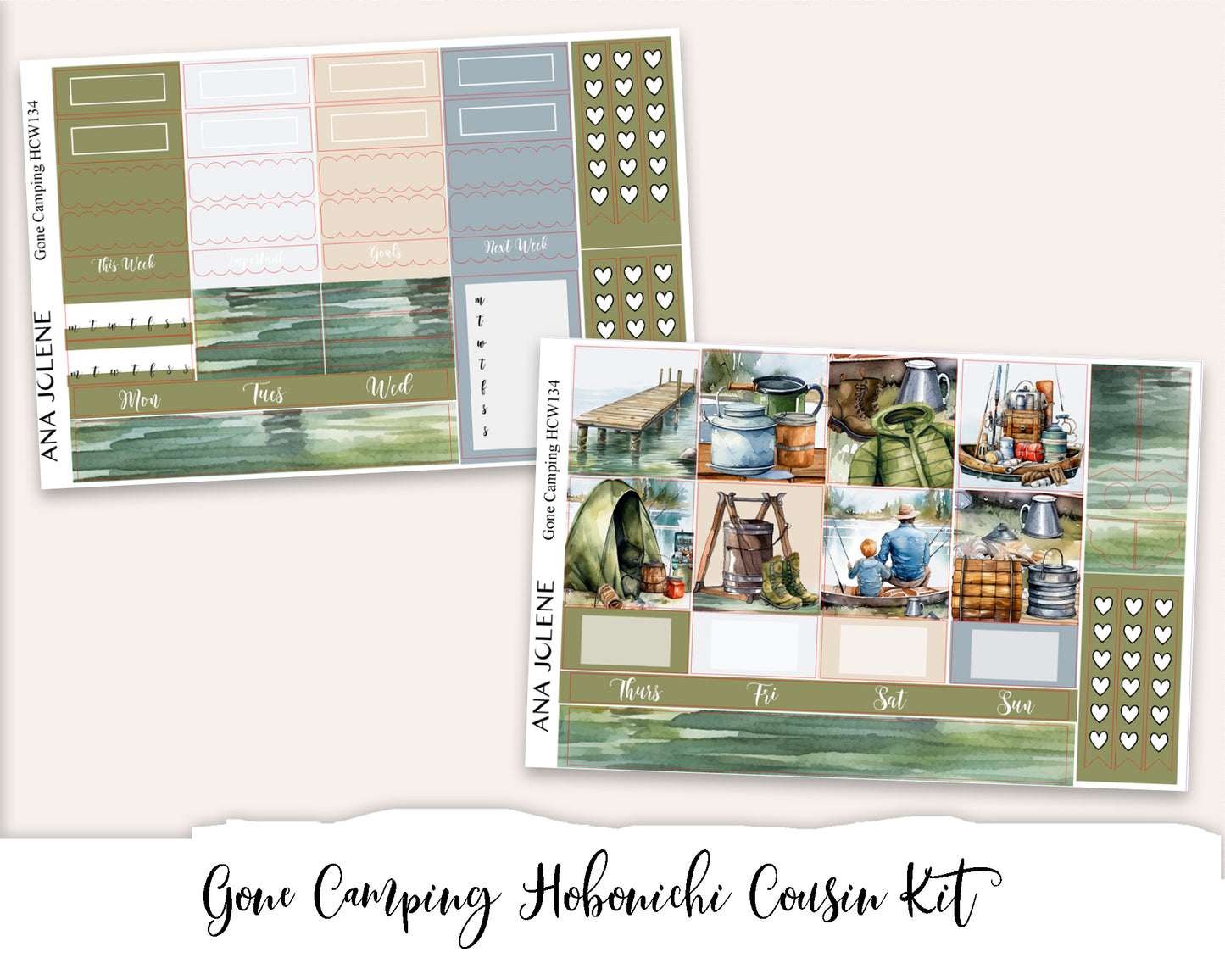 GONE CAMPING Hobonichi Cousin Weekly Planner Sticker Kit