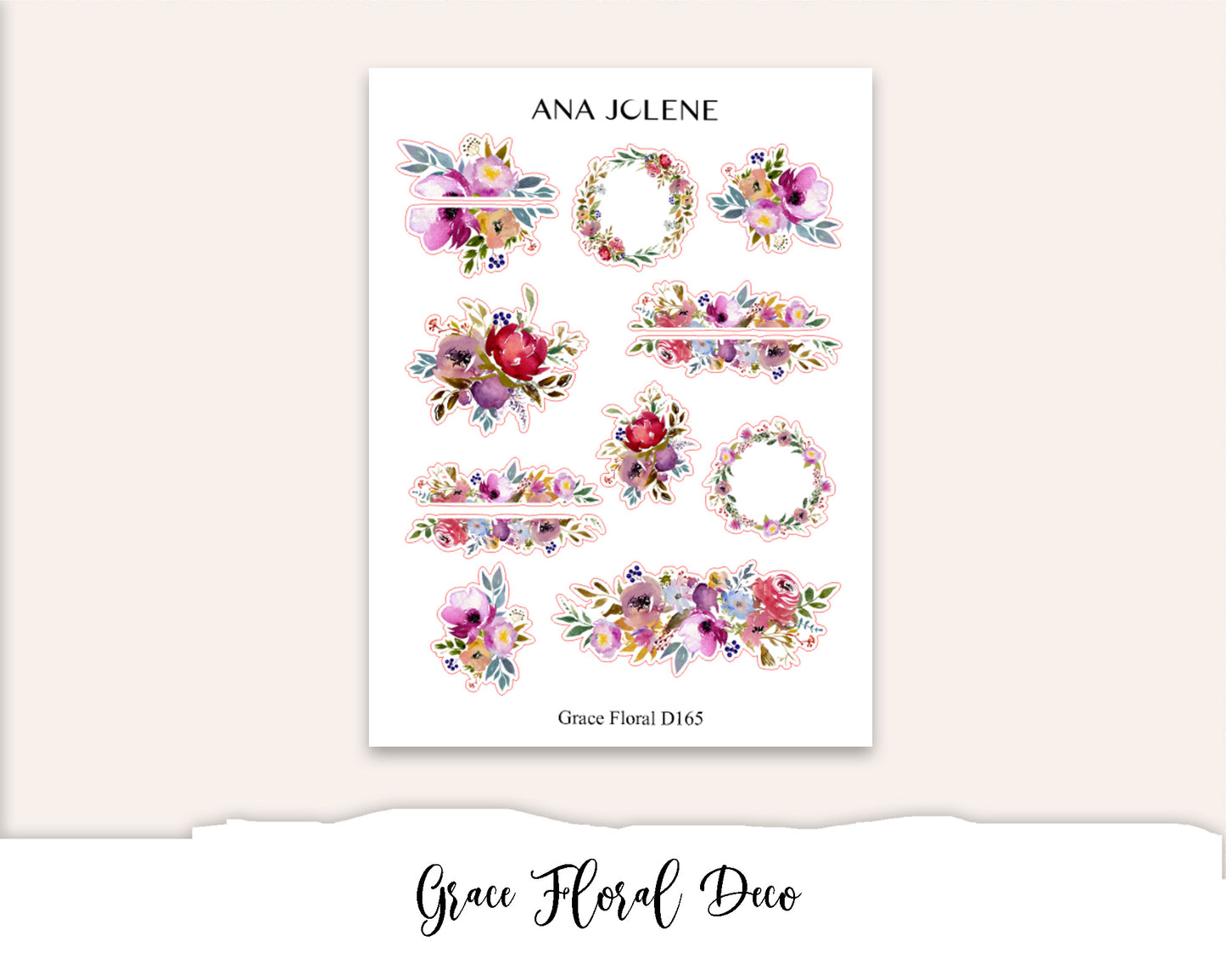 GRACE FLORAL Monthly Planner Sticker Kit (A5Wide)