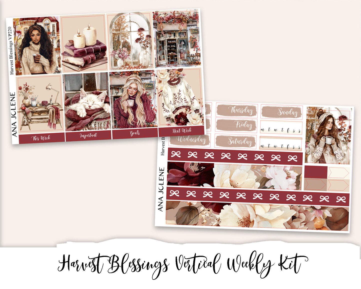 HARVEST BLESSINGS  Planner Sticker Kit (Vertical Weekly)