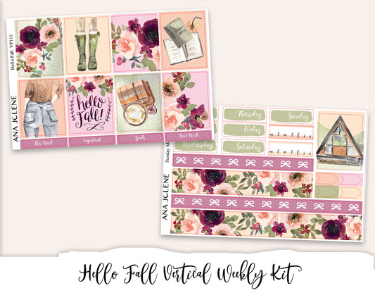 HELLO FALL Planner Sticker Kit (Vertical Weekly)