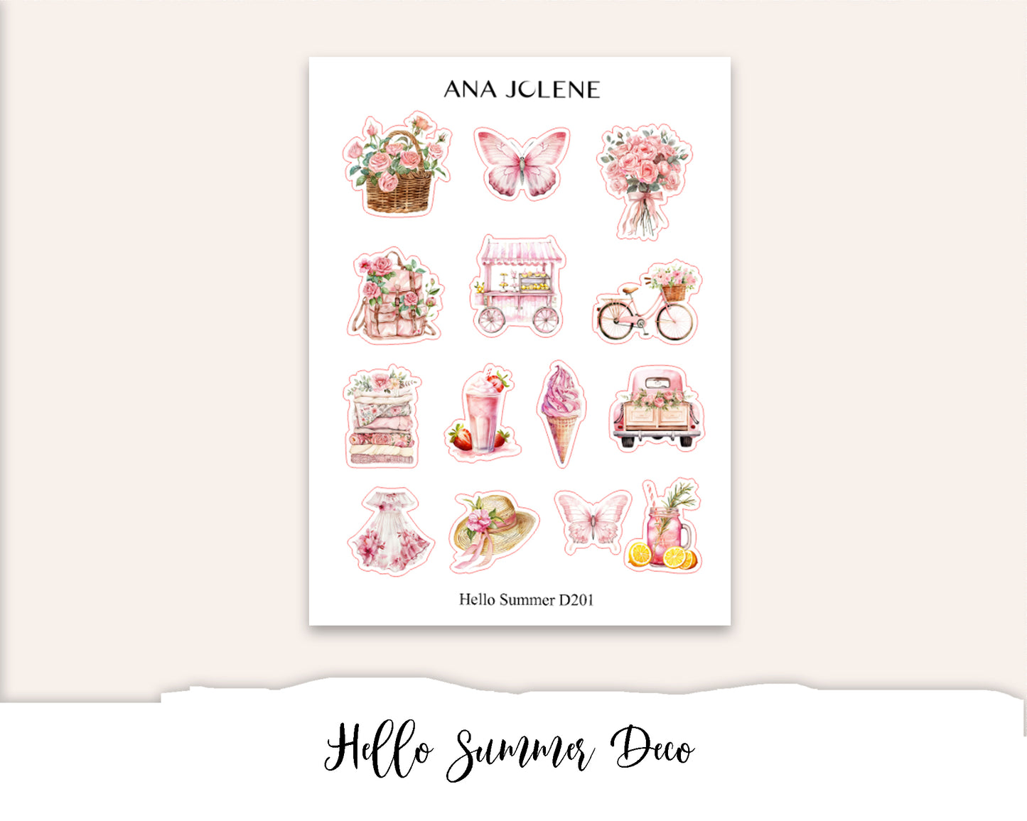 HELLO SUMMER Planner Sticker Kit (Vertical Weekly)