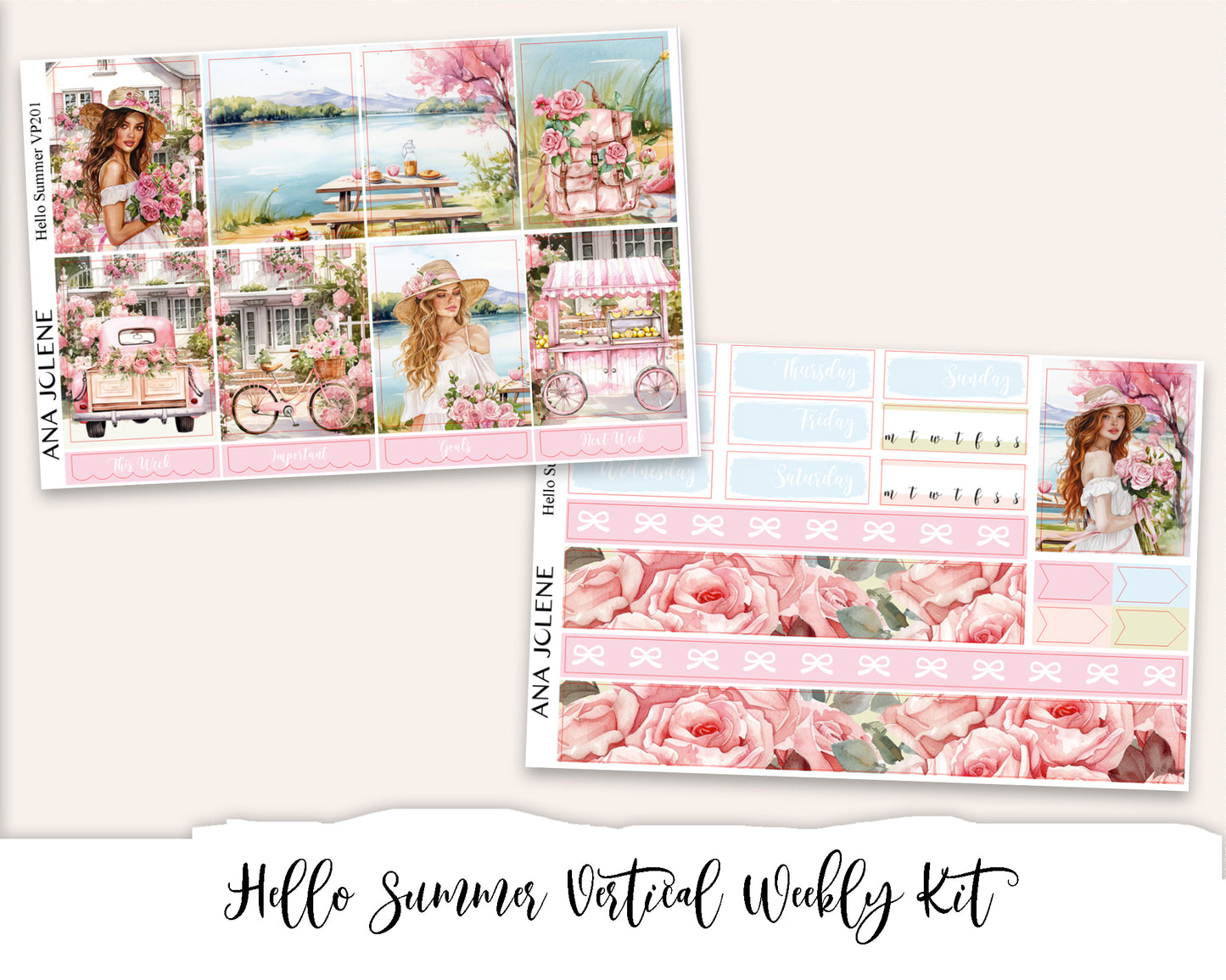 HELLO SUMMER Planner Sticker Kit (Vertical Weekly)