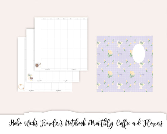 Hobonichi Weeks Traveler's Notebook Printable - Monthly Coffee and Flowers